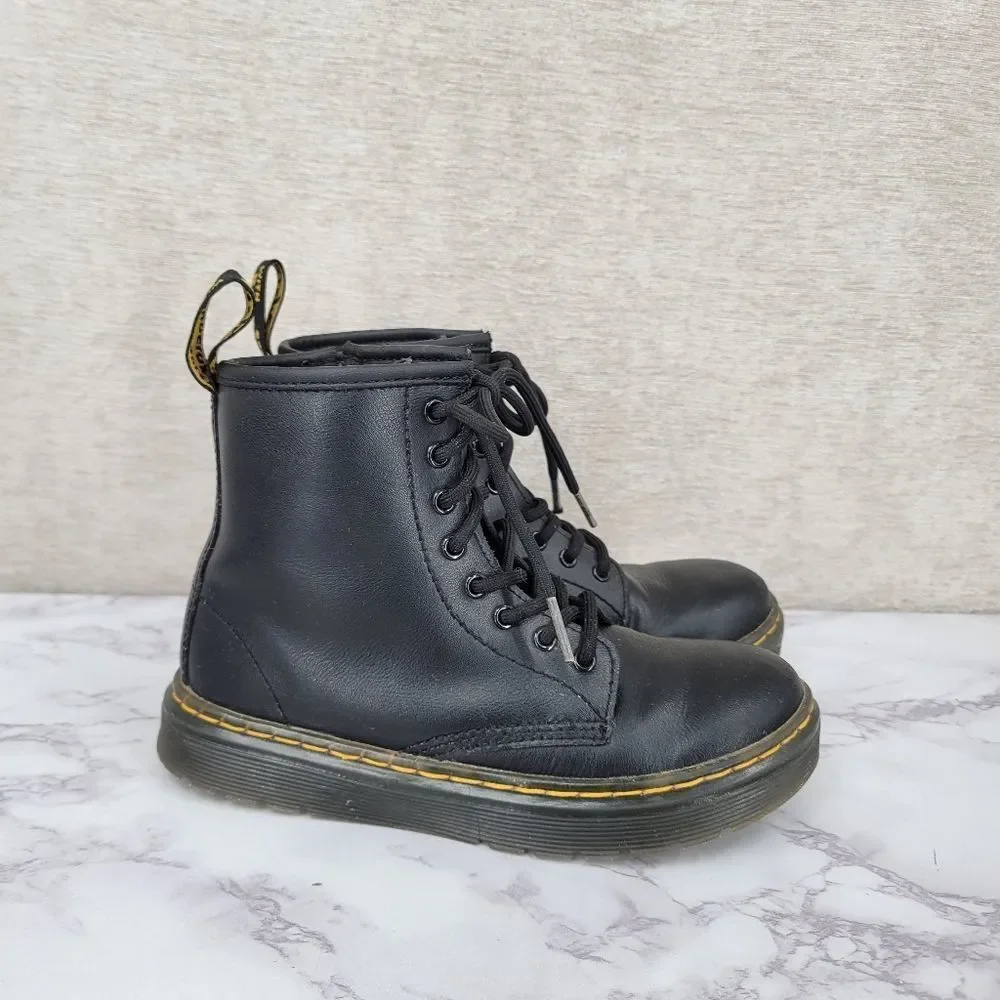 Dr. Martens Kids' Zavala or Junior Combat Boots in Black Leather